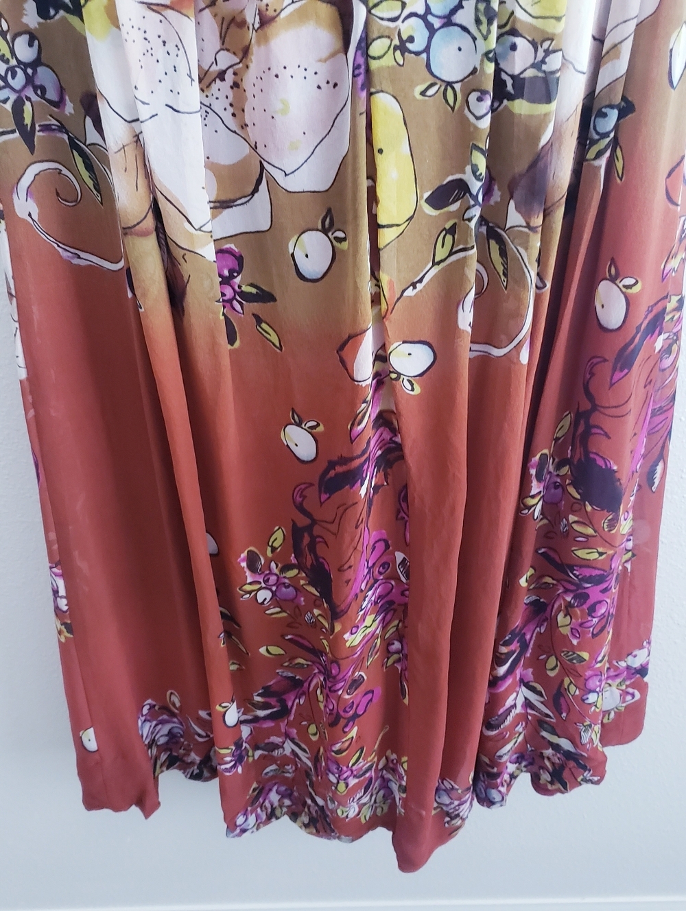 Adrianna Papell Floral Lined Vintage Halter Silk Ombre Midi Dress - Picture 9 of 11